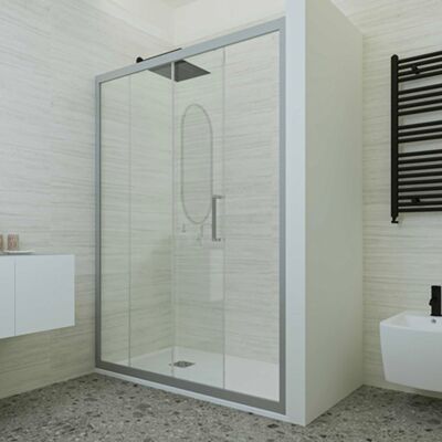 FORTE "porta Doccia A 1 Anta Fissa E 1 Scorrevole """"zeta"""" Silver 130-140 Cm Ap. 61" FORTE "porta Doccia A 1 Anta Fissa E 1 Scorrevole """"zeta"""" Silver 130-140 Cm Ap. 61"