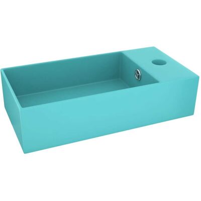 Lavabo da bagno vidaXL con troppo pieno in ceramica verde chiaro - Lavabo da bagno Lavabo da bagno vidaXL con troppo pieno in ceramica verde chiaro - Lavabo da bagno