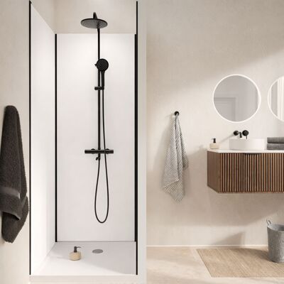 AURLANE Set Di 3 Pannelli Murali In Alluminio Bianco 90x210 E Profili Neri Wall'it AURLANE Set Di 3 Pannelli Murali In Alluminio Bianco 90x210 E Profili Neri Wall'it