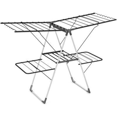 HELLOSHOP26 Stendibiancheria Pieghevole 141 X 83,5 X 55 Cm Grande Capacità 33 Barre Di Asciugatura Design Moderno In Metallo Argento E Grigio 200013733 HELLOSHOP26 Stendibiancheria Pieghevole 141 X 83,5 X 55 Cm Grande Capacità 33 Barre Di Asciugatura Design Moderno In Metallo Argento E Grigio 200013733