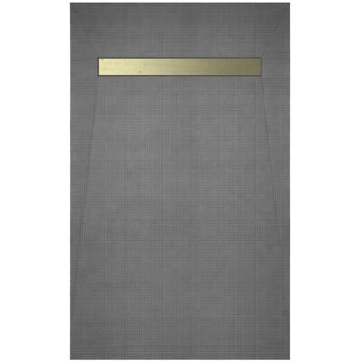 AURLANE Piatto Doccia Da Rivestire 120×80cm Con Scarico Lineare - Griglia Oro Spazzolato E Piletta AURLANE Piatto Doccia Da Rivestire 120×80cm Con Scarico Lineare - Griglia Oro Spazzolato E Piletta
