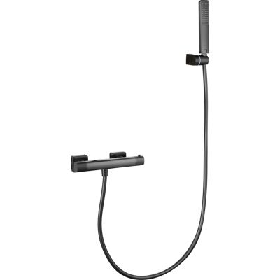 IMEX - Kit Doccia Firenze Termostatico Soffione Quadrato Rubinetteria Doccia Doccetta E Flessibile Serie Firenze Colore Black Gun Metal IMEX - Kit Doccia Firenze Termostatico Soffione Quadrato Rubinetteria Doccia Doccetta E Flessibile Serie Firenze Colore Black Gun Metal