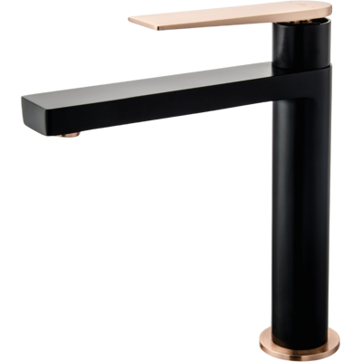 Miscelatore lavabo alto Allure nero e oro rosa - Essebagno Miscelatore lavabo alto Allure nero e oro rosa - Essebagno