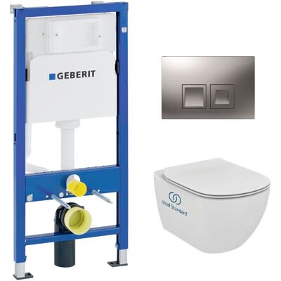 Geberit Pack Wc Duofix Up100 + Wc Ideal Standard Tesi Aquablade + Placca Delta50 Cromo Opaco - Geberit Pack Wc Duofix Up100 + Wc Ideal Standard Tesi Aquablade + Placca Delta50 Cromo Opaco -