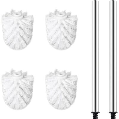 Neptune Testina Per Scopino Wc, Set Di Testine Di Ricambio Con 2 Manici In Acciaio Inox, 4 Pezzi, Bianco Neptune Testina Per Scopino Wc, Set Di Testine Di Ricambio Con 2 Manici In Acciaio Inox, 4 Pezzi, Bianco