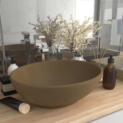 Lavabo ovale di lusso vidaXL - Ceramica, Crema, 40x33cm Lavabo ovale di lusso vidaXL - Ceramica, Crema, 40x33cm