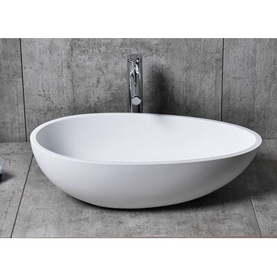 Lavabo Bernstein TWA65 in resina minerale - Ovale, Bianco, Moderno Lavabo Bernstein TWA65 in resina minerale - Ovale, Bianco, Moderno
