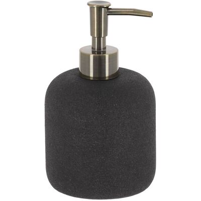 TENDANCE Distributore Di Sapone Rotondo In Poliresina Con Finitura Grezza, Pompa In Bronzo, 400 Ml, Grigio Antracite - TENDANCE Distributore Di Sapone Rotondo In Poliresina Con Finitura Grezza, Pompa In Bronzo, 400 Ml, Grigio Antracite -