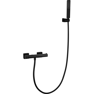 IMEX - Kit Doccia Toscana Termostatico Soffione Quadrato Rubinetteria Doccia Doccetta E Flessibile Serie Toscana Colore Nero Opaco IMEX - Kit Doccia Toscana Termostatico Soffione Quadrato Rubinetteria Doccia Doccetta E Flessibile Serie Toscana Colore Nero Opaco