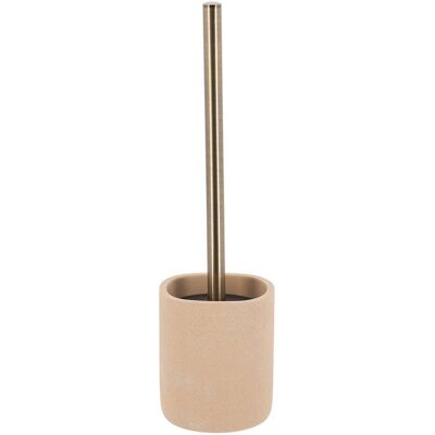 TENDANCE Spazzola Per Wc Rotonda, Effetto Grezzo, In Poliresina, Manico In Bronzo - Ocra - TENDANCE Spazzola Per Wc Rotonda, Effetto Grezzo, In Poliresina, Manico In Bronzo - Ocra -