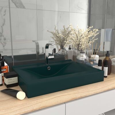 Lavabo di lusso vidaXL con foro per il rubinetto Verde Scuro - Lavabo bagno Lavabo di lusso vidaXL con foro per il rubinetto Verde Scuro - Lavabo bagno