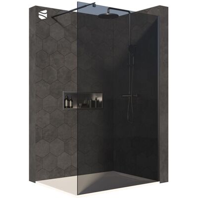 Bernstein Parete Doccia Walk-in- Protezione Nano - Vetro Temprato Grigio - 8mm - Ex101 Nero - Larghezza A Scelta 1200mm Bernstein Parete Doccia Walk-in- Protezione Nano - Vetro Temprato Grigio - 8mm - Ex101 Nero - Larghezza A Scelta 1200mm
