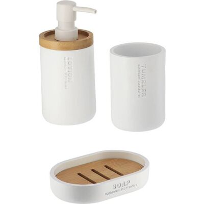 TENDANCE Set Dispenser E Porta Sapone In Poliresina - Bambù Bianco - TENDANCE Set Dispenser E Porta Sapone In Poliresina - Bambù Bianco -