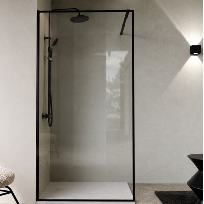AURLANE Parete Per Doccia 100x200cm - Vetro Temperato 5mm - Struttura Nero Opaco - Dark Contouring AURLANE Parete Per Doccia 100x200cm - Vetro Temperato 5mm - Struttura Nero Opaco - Dark Contouring