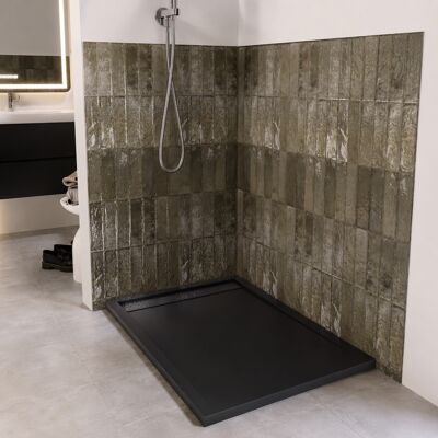 AURLANE Piatto Doccia Nero 80x120x4 Cm Con Griglia Lineare Nera - Whiteness Ii AURLANE Piatto Doccia Nero 80x120x4 Cm Con Griglia Lineare Nera - Whiteness Ii