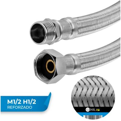 EDM Tubo Flessibile Super Rinforzato M1/2 H1/2 Acciaio Inossidabile 50 Cm - Confezione Da 10 Unità EDM Tubo Flessibile Super Rinforzato M1/2 H1/2 Acciaio Inossidabile 50 Cm - Confezione Da 10 Unità