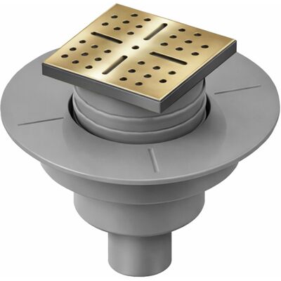 AURLANE Piletta Di Scarico Uscita Verticale Per Piatto Doccia Rainy - Griglia Inox Dorato AURLANE Piletta Di Scarico Uscita Verticale Per Piatto Doccia Rainy - Griglia Inox Dorato