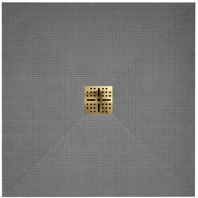 AURLANE Piatto Doccia Da Rivestire 90x90 Cm Con Scarico Orizzontale - Griglia Oro Spazzolato AURLANE Piatto Doccia Da Rivestire 90x90 Cm Con Scarico Orizzontale - Griglia Oro Spazzolato
