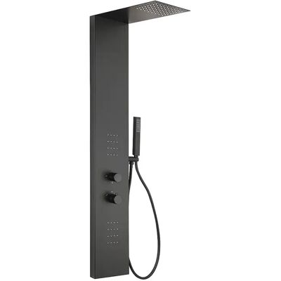 Unique Colonna Doccia Idromassaggio Termostática - Nero Opaco - L20 X H140 Cm Zazia Unique Colonna Doccia Idromassaggio Termostática - Nero Opaco - L20 X H140 Cm Zazia