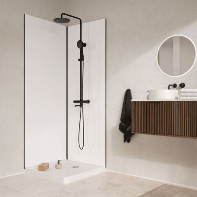 AURLANE Set Di 2 Pannelli Murali In Alluminio Bianco 80x210 Cm E Profili Neri - Wall'it AURLANE Set Di 2 Pannelli Murali In Alluminio Bianco 80x210 Cm E Profili Neri - Wall'it