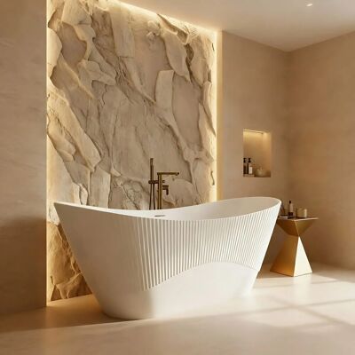 REA Vasca Da Bagno Freestanding In Acrilico Atena 170 Copritappo Nero REA Vasca Da Bagno Freestanding In Acrilico Atena 170 Copritappo Nero