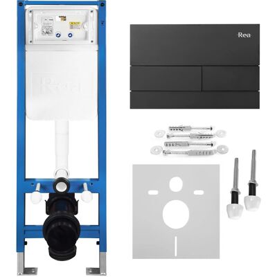 REA Telaio Da Incasso Per Wc Sospesi Slim 024n Con Placca Di Comando T Steel Black REA Telaio Da Incasso Per Wc Sospesi Slim 024n Con Placca Di Comando T Steel Black