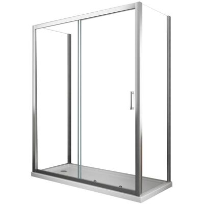 GIORGY Box Doccia A Tre Lati Con Due Pareti Fisse Ed Una Porta Scorrevole , Vetro 6 Mm , H 190 , Misure 67,5-70x125-130x67,5-70 GIORGY Box Doccia A Tre Lati Con Due Pareti Fisse Ed Una Porta Scorrevole , Vetro 6 Mm , H 190 , Misure 67,5-70x125-130x67,5-70