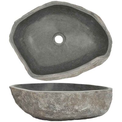 vidaXL Lavabo in pietra di fiume ovale 45-53cm - Pietra naturale vidaXL Lavabo in pietra di fiume ovale 45-53cm - Pietra naturale