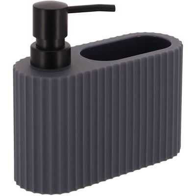 TENDANCE Distributore Di Detersivo Per Piatti Con Portaspugna Scanalato, 250 Ml, Grigio - TENDANCE Distributore Di Detersivo Per Piatti Con Portaspugna Scanalato, 250 Ml, Grigio -