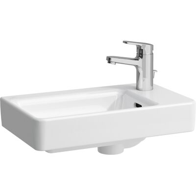 Lavabo Bianco da Bagno Laufen - Compatto, Uscita a Sinistra, 48x28cm Lavabo Bianco da Bagno Laufen - Compatto, Uscita a Sinistra, 48x28cm