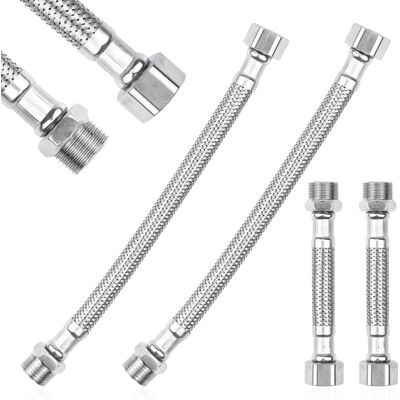 Neptune Tubi Flessibili, Tubo Flessibile In Acciaio Inossidabile Intrecciato Da 3/8", Prolunga Con Raccordo Filettato Maschio, Tubi Di Collegamento, Tubo Flessibile Per Rubinetto Del Wc Del Bagno (20 Cm/10 Cm Neptune Tubi Flessibili, Tubo Flessibile In Acciaio Inossidabile Intrecciato Da 3/8", Prolunga Con Raccordo Filettato Maschio, Tubi Di Collegamento, Tubo Flessibile Per Rubinetto Del Wc Del Bagno (20 Cm/10 Cm