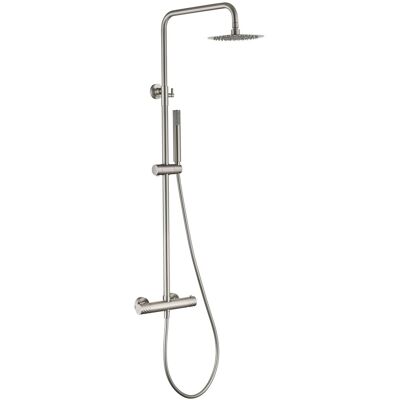 IMEX - Set Doccia Bless Termostatico Soffione Rotondo Doccia A Pioggia Doccetta E Flessibile Serie Bless Colore Nichel Spazzolato IMEX - Set Doccia Bless Termostatico Soffione Rotondo Doccia A Pioggia Doccetta E Flessibile Serie Bless Colore Nichel Spazzolato