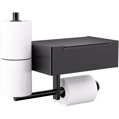 Zone Porta Carta Igienica, Porta Carta Igienica Con Dispenser Di Salviette Umidificate, Porta Rotolo 2 In 1 Autoadesivo E Perforato Per Bagno E Wc, Cucina, Camera Da Letto, 1 Pz (modello Triplo Piatto Nero Zone Porta Carta Igienica, Porta Carta Igienica Con Dispenser Di Salviette Umidificate, Porta Rotolo 2 In 1 Autoadesivo E Perforato Per Bagno E Wc, Cucina, Camera Da Letto, 1 Pz (modello Triplo Piatto Nero
