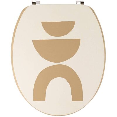 TENDANCE Sedile Wc In Mdf Da 18 Pollici, Coperchio Stampato, Seduta Effetto Legno Chiaro, Fissaggi In Acciaio Inossidabile, Motivo Tribal Craft Color Ocra - TENDANCE Sedile Wc In Mdf Da 18 Pollici, Coperchio Stampato, Seduta Effetto Legno Chiaro, Fissaggi In Acciaio Inossidabile, Motivo Tribal Craft Color Ocra -