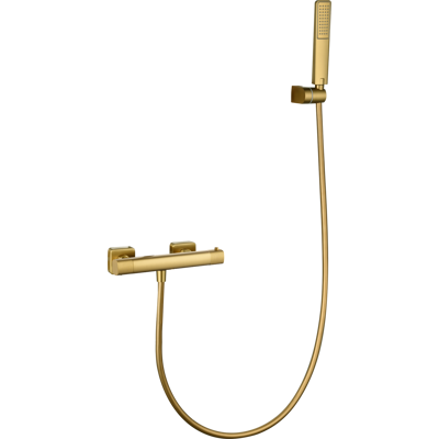 IMEX - Kit Doccia Firenze Termostatico Soffione Quadrato Rubinetteria Doccia Doccetta E Flessibile Serie Firenze Colore Oro Spazzolato IMEX - Kit Doccia Firenze Termostatico Soffione Quadrato Rubinetteria Doccia Doccetta E Flessibile Serie Firenze Colore Oro Spazzolato