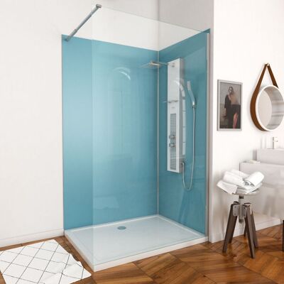 AURLANE - Kit Pannelli Murali In Alluminio Blu 120+90 - Profili Cromati + Piatto Doccia In Acrilico 120x90 AURLANE - Kit Pannelli Murali In Alluminio Blu 120+90 - Profili Cromati + Piatto Doccia In Acrilico 120x90