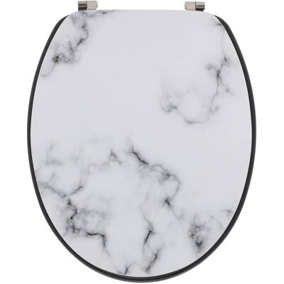 TENDANCE Copriwater In Mdf Da 18 Pollici Con Design Stampato Nero Sedile In Acciaio Inox - Effetto Marmo - TENDANCE Copriwater In Mdf Da 18 Pollici Con Design Stampato Nero Sedile In Acciaio Inox - Effetto Marmo -