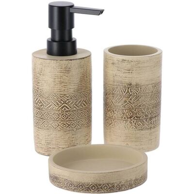 TENDANCE Set Dispenser Di Sapone E Porta Sapone In Cemento - Naturale - TENDANCE Set Dispenser Di Sapone E Porta Sapone In Cemento - Naturale -