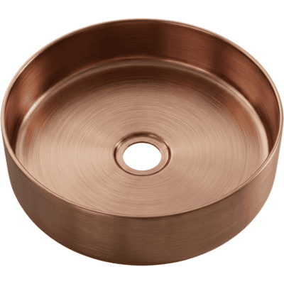 ESSEBAGNO Essenox Lavabo Da Appoggio Rotondo 37.5 Cm In Acciaio Inox Rame Spazzolato ESSEBAGNO Essenox Lavabo Da Appoggio Rotondo 37.5 Cm In Acciaio Inox Rame Spazzolato