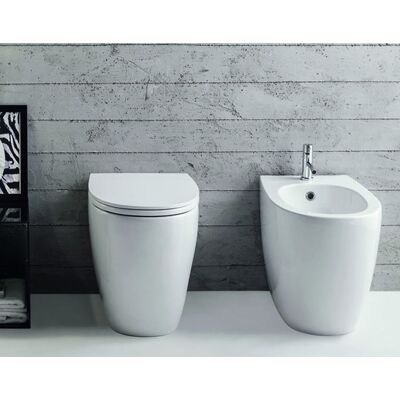 CERAMICA GLOBO Sanitari 4all Filomuro Scarico Traslato 2.0 Cm. 54x36 Con Sedile CERAMICA GLOBO Sanitari 4all Filomuro Scarico Traslato 2.0 Cm. 54x36 Con Sedile