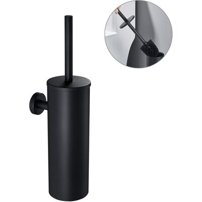 AURALUM Scopino Wc Bagno Con Portascopino Nero, Spazzolone Wc In Acciaio Inox Montaggio A Parete, Scopino Per Wc Con Supporto E Coperchio, Resistente Agli Spruzzi - AURALUM Scopino Wc Bagno Con Portascopino Nero, Spazzolone Wc In Acciaio Inox Montaggio A Parete, Scopino Per Wc Con Supporto E Coperchio, Resistente Agli Spruzzi -