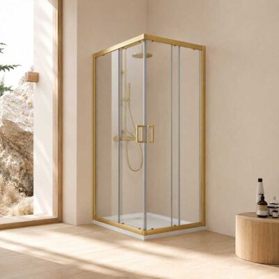 KIAMAMI VALENTINA Box Doccia 70x70x190cm Oro Spazzolato Cristallo Trasparente Apertura Scorrevole City KIAMAMI VALENTINA Box Doccia 70x70x190cm Oro Spazzolato Cristallo Trasparente Apertura Scorrevole City