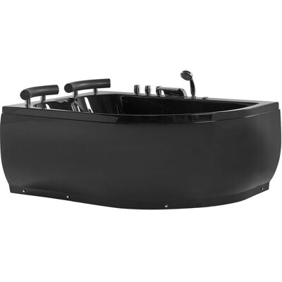 BELIANI Vasca Idromassaggio Doppia Acrilico Nero Con Led Destra 158 X 113 Cm Paradiso BELIANI Vasca Idromassaggio Doppia Acrilico Nero Con Led Destra 158 X 113 Cm Paradiso