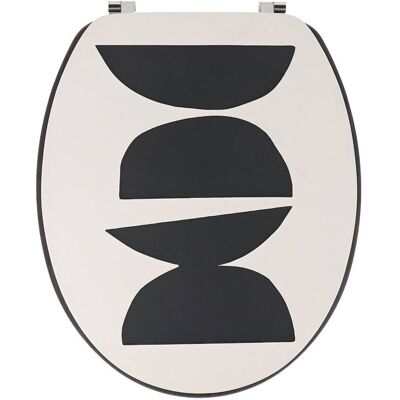 TENDANCE Sedile Wc In Mdf Da 18 Pollici, Coperchio Stampato, Seduta Effetto Legno Wengé, Fissaggi In Acciaio Inossidabile, Decorazione Tribal Craft Nera - TENDANCE Sedile Wc In Mdf Da 18 Pollici, Coperchio Stampato, Seduta Effetto Legno Wengé, Fissaggi In Acciaio Inossidabile, Decorazione Tribal Craft Nera -