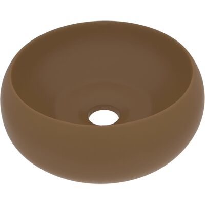 vidaXL Lavabo di Lusso Rotondo in Ceramica Crema - Lavabo vidaXL Lavabo di Lusso Rotondo in Ceramica Crema - Lavabo