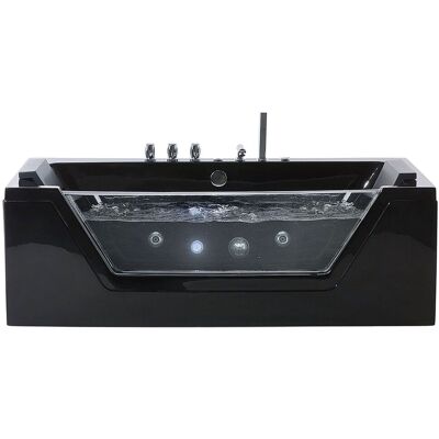 BELIANI - Vasca Idromassaggio In Acrilico Sanitario Nero Con Led 160 Cm Samana BELIANI - Vasca Idromassaggio In Acrilico Sanitario Nero Con Led 160 Cm Samana
