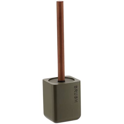 TENDANCE Spazzola Per Wc Con Incisione In Poliresina, Con Manico In Legno Effetto Acacia Verde Oliva - TENDANCE Spazzola Per Wc Con Incisione In Poliresina, Con Manico In Legno Effetto Acacia Verde Oliva -