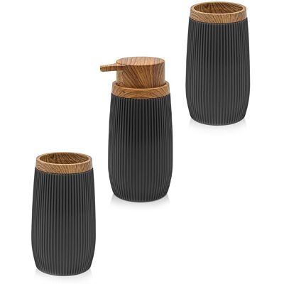 INBAGNO Set Accessori Bagno In Plastica Nero Con Dispenser Sapone E Due Portaspazzolini Blob INBAGNO Set Accessori Bagno In Plastica Nero Con Dispenser Sapone E Due Portaspazzolini Blob