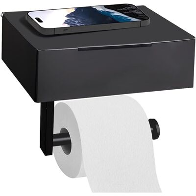 OEM Porta Carta Igienica Nero - Non Necessita Di Foratura - Porta Rotolo Di Carta Igienica - Con Dispenser Per Salviette Umidificate - Autoadesivo - Per Bagno - Con Foratura OEM Porta Carta Igienica Nero - Non Necessita Di Foratura - Porta Rotolo Di Carta Igienica - Con Dispenser Per Salviette Umidificate - Autoadesivo - Per Bagno - Con Foratura