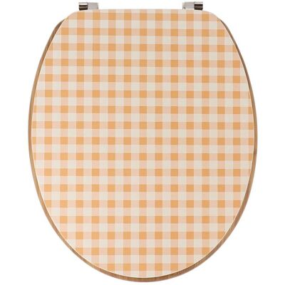TENDANCE Sedile Wc In Mdf Da 18 Pollici, Coperchio Stampato, Seduta Effetto Bambù, Fissaggi In Acciaio Inossidabile, Motivo Vichy - TENDANCE Sedile Wc In Mdf Da 18 Pollici, Coperchio Stampato, Seduta Effetto Bambù, Fissaggi In Acciaio Inossidabile, Motivo Vichy -